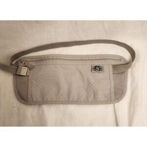 Travel Money Pouch Stretch Waist Belt Beige Nylon Single Zipper